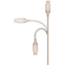 Amazon Basics Double Braided Nylon USB-C to USB-A 2.0 Fast Charging Cable, 3A - 1-Foot, Gold