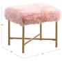 HomePop Faux Fur Square Stool with Metal Legs, Pink
