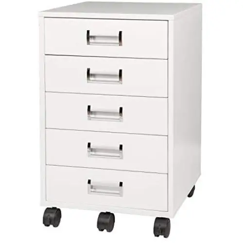 TOPSKY 5 Drawer Mobile Cabinet Fully Assembled Except Casters Built-in Handle (White) TOPSKY 5 Drawer Mobile Cabinet Fully Assembled Except Casters Built-in Handle (White)