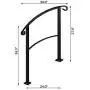 Happybuy Transitional Handrail Fits 1 or 3 Steps Black Stair Rail Handrails for Outdoor Steps Wrought Iron Handrail with Installation Kit