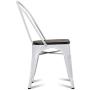 COSTWAY Tolix Style Dining Chairs Industrial Metal Stackable Cafe Side Chair w/Wood Seat Set of 4 (White and Brown)