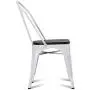 COSTWAY Tolix Style Dining Chairs Industrial Metal Stackable Cafe Side Chair w/Wood Seat Set of 4 (White and Brown)