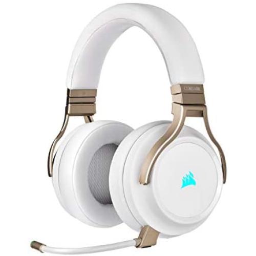 Corsair Virtuoso RGB Wireless Gaming Headset - High-Fidelity 7.1 Surround Sound w/Broadcast Quality Microphone - Memory Foam Earcups - 20 Hour Battery Life - Works with PC, PS5, PS4 - Pearl