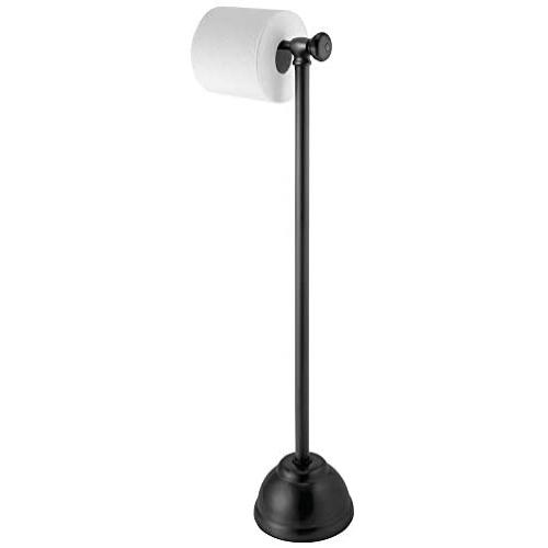 mDesign Decorative Metal Toilet Paper Holder Stand and Dispenser for Bathroom and Powder Room - Holds Mega Rolls - Black
