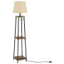 VASAGLE Floor Lamp with Shelves, Standing Reading Lamp with LED Bulb and Lamp Shade, for Living Room, Bedroom, Metal Legs, Rustic Brown and Black ULFL012B01