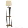 VASAGLE Floor Lamp with Shelves, Standing Reading Lamp with LED Bulb and Lamp Shade, for Living Room, Bedroom, Metal Legs, Rustic Brown and Black ULFL012B01