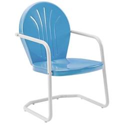 Crosley Furniture Griffith 3-Piece Metal Outdoor Conversation Set with Loveseat and 2 Chairs - Sky Blue