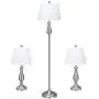 Tangkula 3 Pack Lamp Set, Vintage Style Metal Base Floor Lamp and Table Lamps Set for Home Living Room Bedroom, UL Certificate, 3-Piece Lamp Set, Nickel Finish (Nickel)