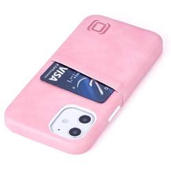 Dockem iPhone 12 Mini Wallet Case: Built-in Metal Plate for Magnetic Mounting & 1 Credit Card Holder (5.4'' Exec M2, Smooth Synthetic Leather, Pink)