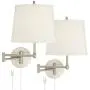 Oray Modern Swing Arm Wall Lamps Set of 2 Brushed Nickel Plug-in Light Fixture Off White Drum Shade for Bedroom Bedside Living Room Reading - 360 Lighting Oray Modern Swing Arm Wall Lamps Set of 2 Brushed Nickel Plug-in Light Fixture Off White Drum Shade for Bedroom Bedside Living Room Reading - 360 Lighting
