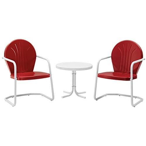 Crosley Furniture Griffith 3-Piece Metal Outdoor Conversation Set with Table and 2 Chairs - Red