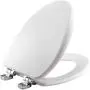BEMIS 19170CHSL 000 Alesio II Toilet Seat with Chrome Hinges will Slow Close, Never Loosen and Provide the Perfect Fit, ELONGATED, Durable Enameled Wood, White