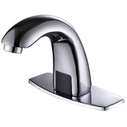 Charmingwater Automatic Sensor Touchless Bathroom Sink Faucet with Hole Cover Plate, Chrome Vanity Faucets, Hands Free Bathroom Water Tap with Control Box and Temperature Mixer