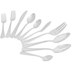 Amazon Basics 65-Piece Stainless Steel Crown Flatware Set, Service for 12