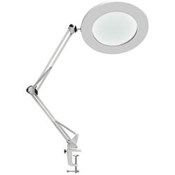 YOUKOYI LED Magnifying Lamp Metal Swing Arm Magnifier Lamp - Stepless Dimming, 3 Color Modes, 5X Magnification, 4.1'' Diameter Glass Lens, Adjustable Industrial Clamp for Reading/Office/Work (White)