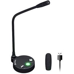 Computer Microphone MAONO AU-GM10 Metal USB Cardioid Condenser Gooseneck Desktop Mic with Touch-Key Mute and Volume Control, Headphone Jack, LED Indicator