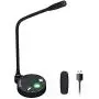 Computer Microphone MAONO AU-GM10 Metal USB Cardioid Condenser Gooseneck Desktop Mic with Touch-Key Mute and Volume Control, Headphone Jack, LED Indicator