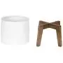 Kate and Laurel Gavri Farmhouse-Inspired Freestanding Metal Planter, White Metal Pot with Natural Rustic Wooden Legs