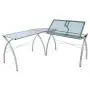 SD STUDIO DESIGNS Futura LS WorkCenter with Tilt Top Adjustable Drafting Table Craft Table Drawing Desk Hobby Table Writing Desk Studio Desk, Silver / Blue Glass SD STUDIO DESIGNS Futura LS WorkCenter with Tilt Top Adjustable Drafting Table Craft Table Drawing Desk Hobby Table Writing Desk Studio Desk, Silver / Blue Glass