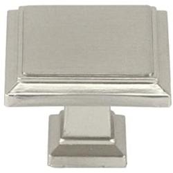 Kingsman Roma Series 1-1/4 in. (32mm) Square Soild Zinc Alloy Cabinet Knob (10, Brushed Nickel)