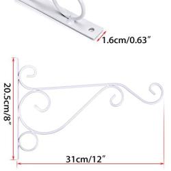 Sumnacon Metal Plant Hanging Bracket Hook - 1 Pcs 12'' Sturdy Wall Plant Hangers Indoor Outdoor Bracket for Hanging Bird Feeders,Lanterns,Planters,Wind Chimes,Ornaments with Screws(White)