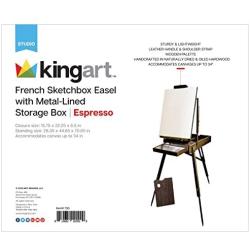 KINGART French Sketchbox Easel W/ Metal Draw Liner, Espresso Finish