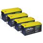 4Pack 12V200Ah LiFePO4 Deep Cycle Lithium Iron Phosphate RV Rechargeable Battery Built-in100A BMS 2560Wh 2000~5000 cycles Low Self-Discharge Safer Widely Used In Solar/Wind Marine Camper Outdoor