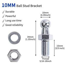 OTUAYAUTO 4Pcs 10mm Ball Studs With Hardware - 5/16-18 Thread x 3/5'' Long Shank - For Universal Gas Strut Lift Support