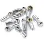 10Pcs Link Rod End Joint Aluminum Bend/Curved Ball Joints M3 Metal Ball End Head Holder Tie for 1/10 RC Axial SCX10 90046 (Silver)