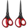 LIVINGO 2 Pack 8'' Titanium Non-Stick Scissors, Professional Stainless Steel Comfort Soft Grip, All-Purpose, Straight Office Craft Scissors for DIY(Red/Black)