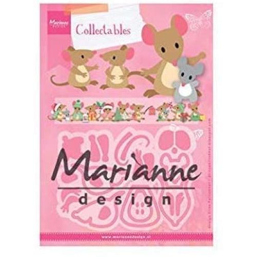 Marianne Design Collectables Elines Mice Family Die, Metal, Pink, 21.1 x 15.5 x 0.2 cm