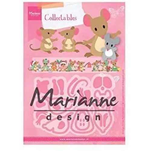 Marianne Design Collectables Elines Mice Family Die, Metal, Pink, 21.1 x 15.5 x 0.2 cm