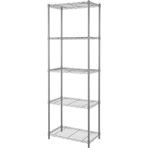 Function Home 5 Tier Wire Shelving Metal Storage Rack Shelving Unit Storage Shelf Pantry Food Shelf Plant Shelves for Kitchen Living Room Office Garage in Grey