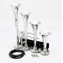 Viping Four Tube Silver Car Horn The electromagnetic Electric Horn Solenoid Control Air Horn Waterproof Whistle 12V 175DB Loud Motor Car Sound Valve for Car Any Vehicle Truck Trains Boats Lorrys Vans