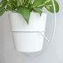 Mkono Boho Hanging Planter, Set of 2 Metal Plant Hanger with Plastic Pots, Modern Mid Century Flower Pot Plant Holder in Diamond and Circle Shape, Fits 6 Inch Planter (Plastic Pots Included), White