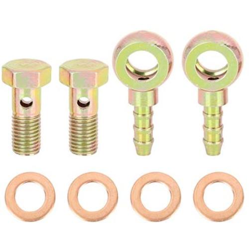 X AUTOHAUX 8mm Banjo Hose Barb Bolt Fittings Metal for Motorcycle Car 2 Sets