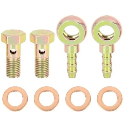 X AUTOHAUX 8mm Banjo Hose Barb Bolt Fittings Metal for Motorcycle Car 2 Sets X AUTOHAUX 8mm Banjo Hose Barb Bolt Fittings Metal for Motorcycle Car 2 Sets