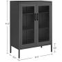 SONGMICS Metal Storage Cabinet with Mesh Doors, Multipurpose Storage Rack, 3-Tier Office Cabinet, Max. Load Capacity 55 lb per Tier, Black UOMC002B01