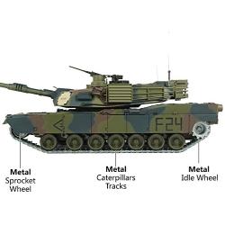 Modified Edition 1/16 2.4ghz Remote Control US M1A2 Abrams Tank Camouflage Color(360-Degree Rotating Turret)(Steel Gear Gearbox)(3800mah Battery)(Metal Tracks &Sprocket Wheel & Idle Wheel)