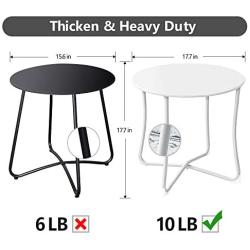 Amagabeli Metal Patio Side Table 18” x 18” Heavy Duty Weather Resistant Anti-Rust Outdoor End Table Small Steel Round Coffee Table Porch Table Snack Table for Balcony Garden Yard Lawn, White