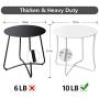 Amagabeli Metal Patio Side Table 18” x 18” Heavy Duty Weather Resistant Anti-Rust Outdoor End Table Small Steel Round Coffee Table Porch Table Snack Table for Balcony Garden Yard Lawn, White