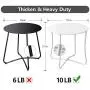 Amagabeli Metal Patio Side Table 18” x 18” Heavy Duty Weather Resistant Anti-Rust Outdoor End Table Small Steel Round Coffee Table Porch Table Snack Table for Balcony Garden Yard Lawn, White Amagabeli Metal Patio Side Table 18” x 18” Heavy Duty Weather Resistant Anti-Rust Outdoor End Table Small Steel Round Coffee Table Porch Table Snack Table for Balcony Garden Yard Lawn, White