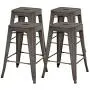 FDW Metal Bar Stools Set of 4 Counter Height Barstool Stackable Barstools 24 Inch 30 Inch Indoor Outdoor Patio Bar Stool Home Kitchen Dining Stool Backless Bar Chair (24'', Gun)