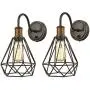 Dazhuan Polygon Metal Cage Wall Lights with On/Off Switch Plug-in Wall Sconce Set of 2 Dazhuan Polygon Metal Cage Wall Lights with On/Off Switch Plug-in Wall Sconce Set of 2