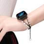 TOMAZON Stylish Bracelet Compatible for Apple Watch Band 38mm 40mm Series 6/5/4/3/2/1, Metal Heart Links Simple Dressy iWatch Wristband Bangle with Love Pendant for Women Girl, Black / white