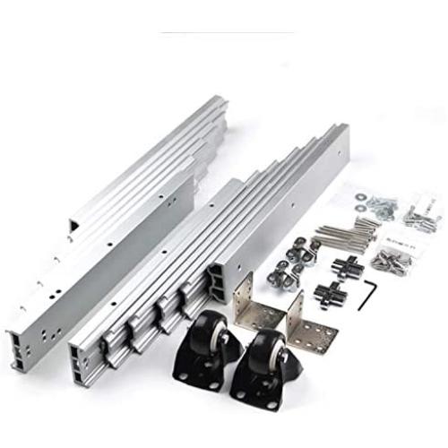 uyoyous 50 Inch Aluminum Full Extension Table Slide with 2 Silent Wheels Equalizer Slides Hardware 160 LB Capacity Heavy Duty Metal Cabinet Sliding Rails for Concealed Table Desk Kitchen Countertop