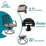 MFSTUDIO 7-Piece Metal Outdoor Patio Dining Bistro Set with 6 Swivel Armrest Chairs and Steel Frame Slat Larger Rectangular Table with 1.57“ Umbrella Hole,1 Table and 6 Backyard Garden Swivel Chairs