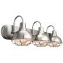 Kira Home Liberty 24'' 3-Light Modern Industrial Vanity/Bathroom, Kitchen Light + Metal Cage Shades, Brushed Nickel Finish