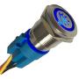 Etopar 12V 5A 19mm Car Auto Blue LED Light Lamp Interior Push Button Stainless Steel Metal Toggle Switch Socket Plug