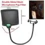 Techson Pop Filter, Microphone Dual Layered Wind Pop Screen, Studio Mic Shield with Adjustable Mount and 360° Flexible Metal Gooseneck Holder (7 inches U-Shape) Techson Pop Filter, Microphone Dual Layered Wind Pop Screen, Studio Mic Shield with Adjustable Mount and 360° Flexible Metal Gooseneck Holder (7 inches U-Shape)
